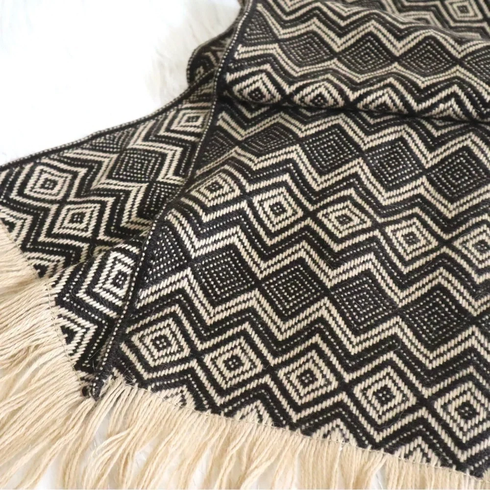 Original Alpaca Wool‎ Blend Scarf Brown & Camel Color Unisex